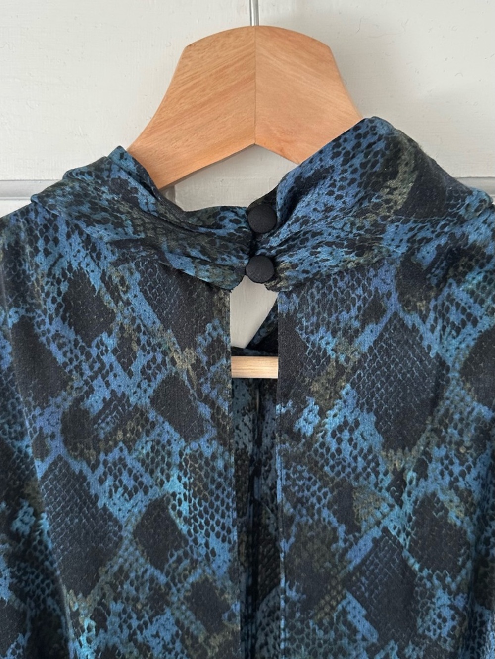 SOCIETA Italia Blue Black Snakeskin Maxi Dress High Neck Gothic Glam Size 42 / 6 - Picture 6 of 16